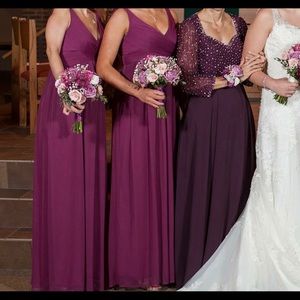David’s Bridal fuschia bridesmaid dress